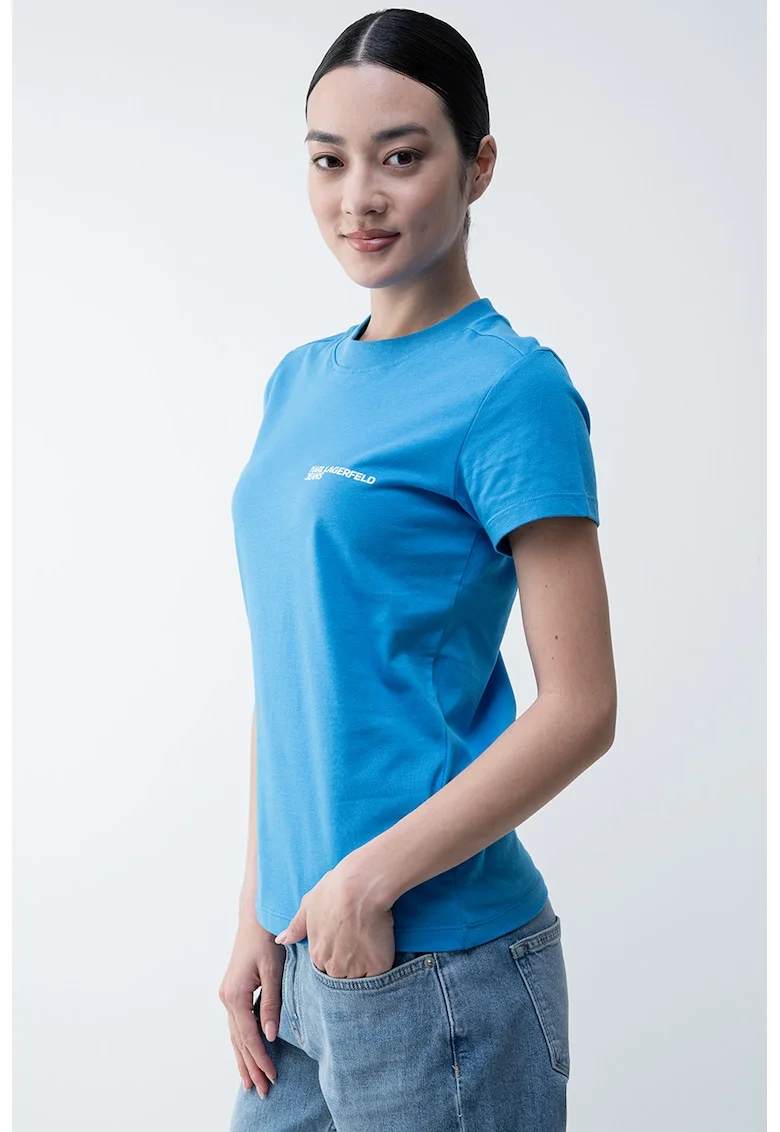 Tricou slim fit de bumbac organic, Albastru