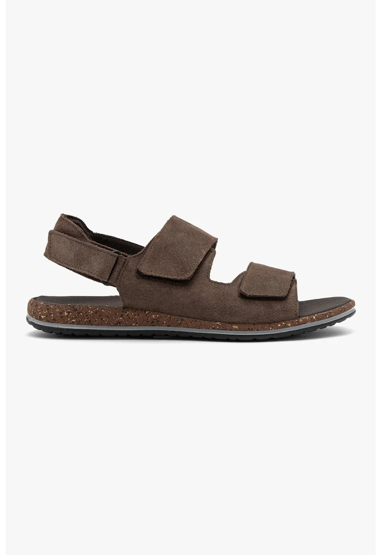 Sandale din piele cu velcro, Maro