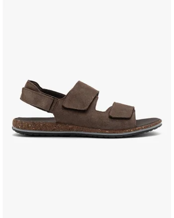 Sandale din piele cu velcro, Maro