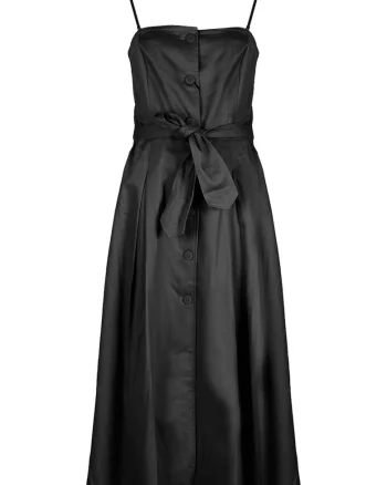 Rochie evazata cu decolteu patrat, Negru, 40