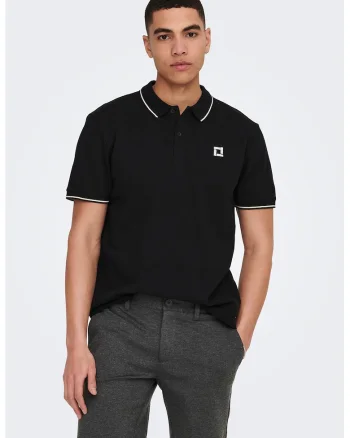 Tricou polo de bumbac organic, Negru