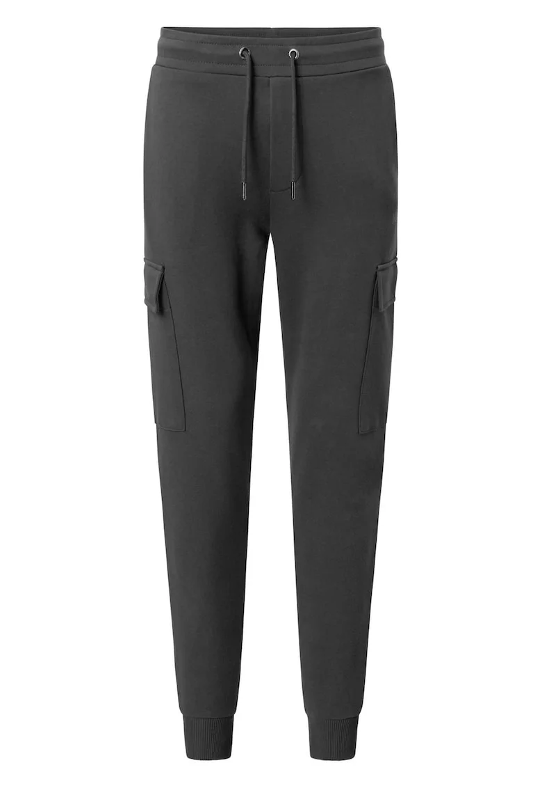 Pantaloni jogger conici cu snur in talie 12447, Negru