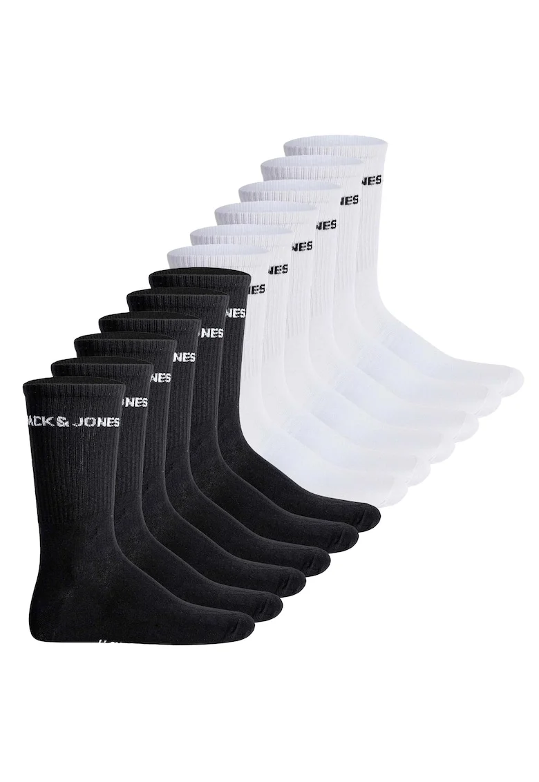 Set de sosete lungi cu logo 14029 - 12 perechi, Alb/Negru