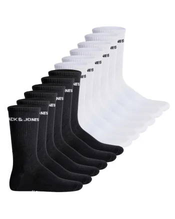 Set de sosete lungi cu logo 14029 - 12 perechi, Alb/Negru