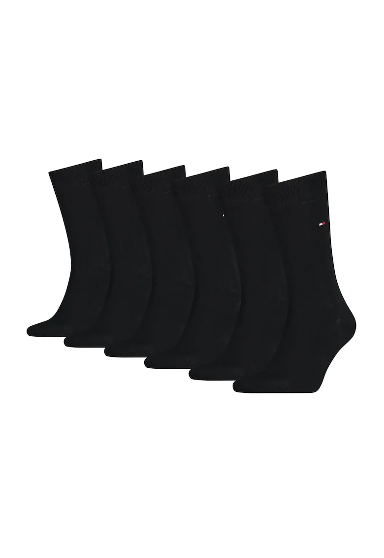 Set de sosete lungi cu monograma discreta - 6 perechi, Negru