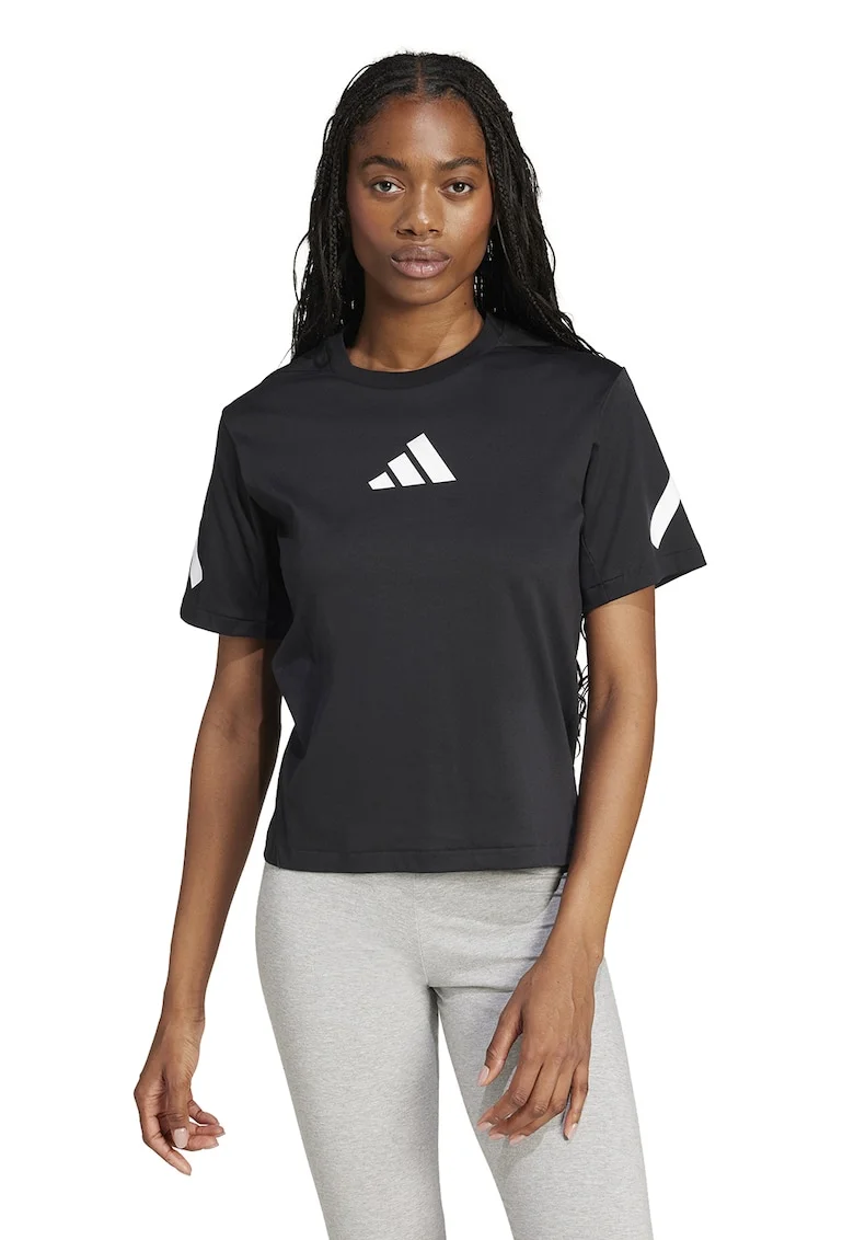 Tricou de bumbac cu imprimeu logo Z.N.E., Alb/Negru
