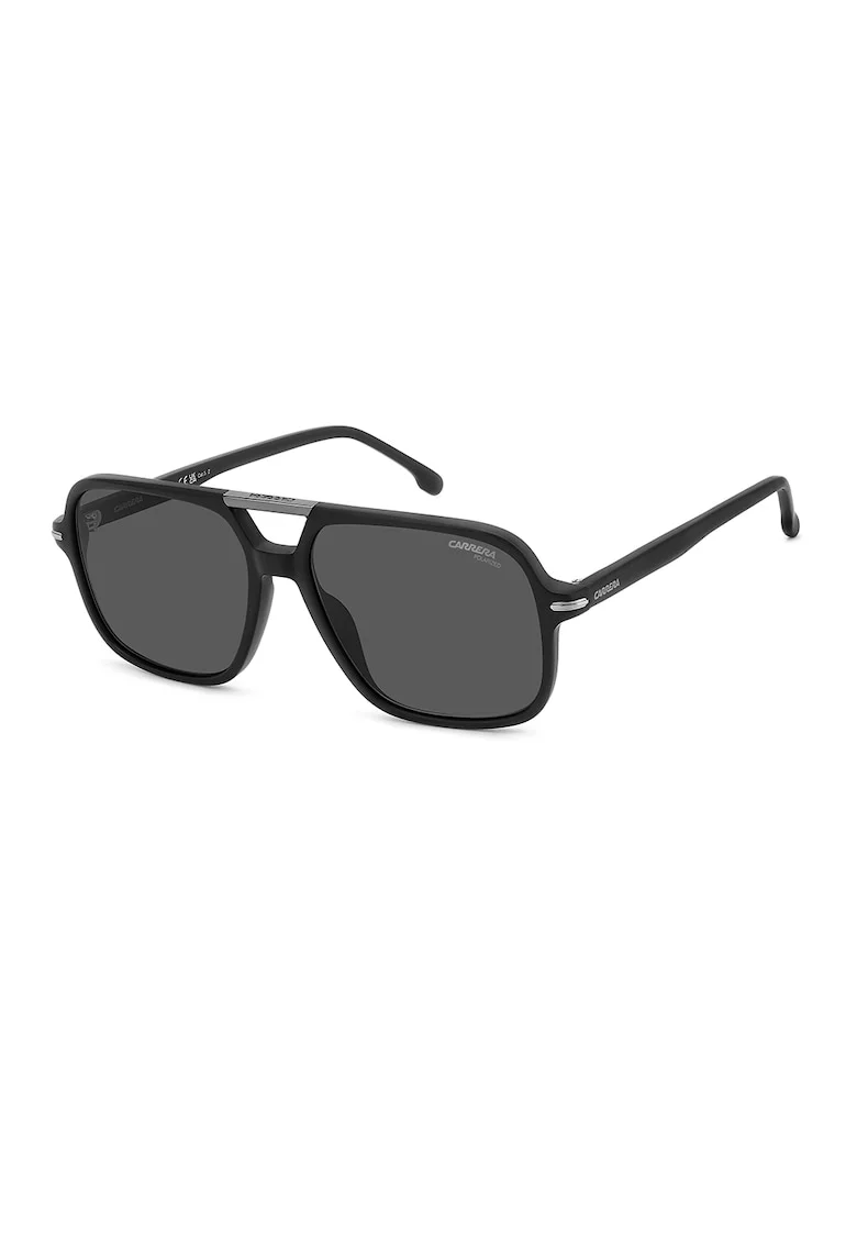 Ochelari de soare aviator cu logo pe brate, Negru/Gri