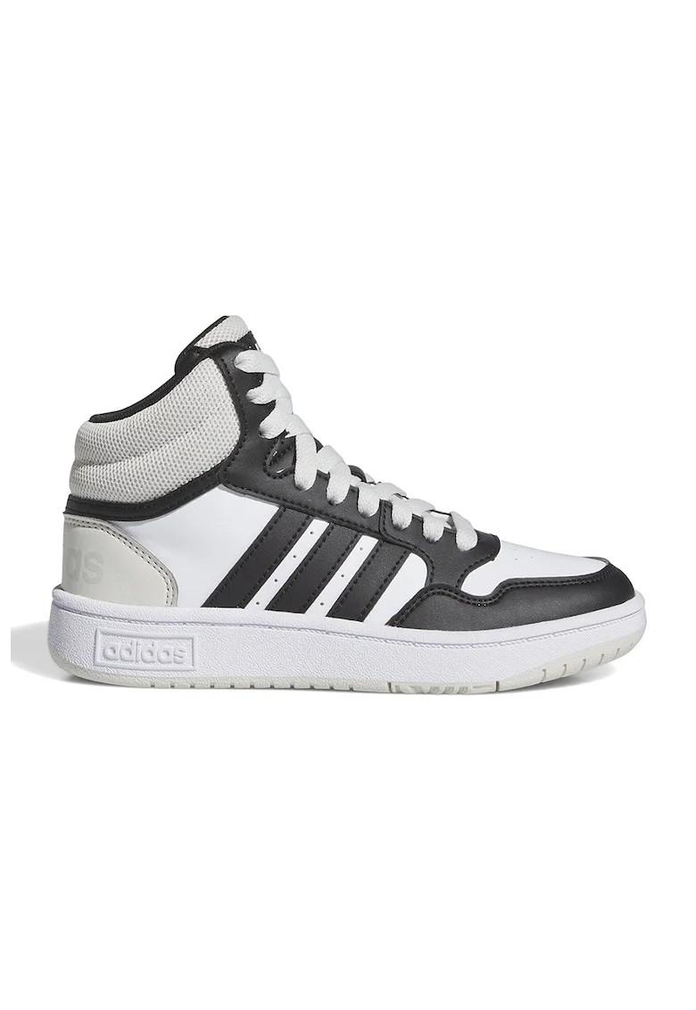 Pantofi sport mid-high din piele ecologica Hoops, Alb/Negru stins