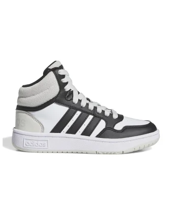 Pantofi sport mid-high din piele ecologica Hoops, Alb/Negru stins