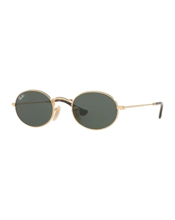 Ochelari de soare unisex ovali cu lentile uni, Auriu/Negru