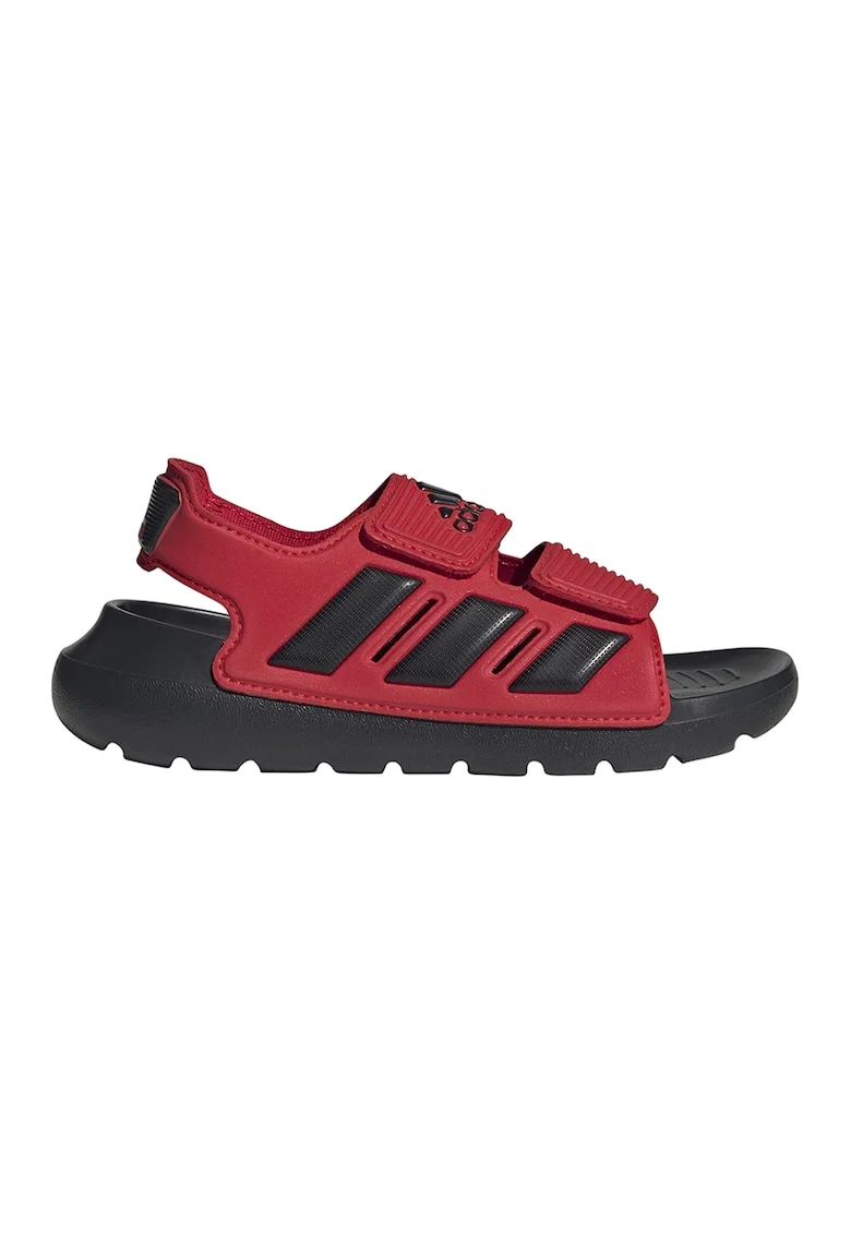 Sandale cu logo si velcro Alta Swim, Negru/Rosu vermillion