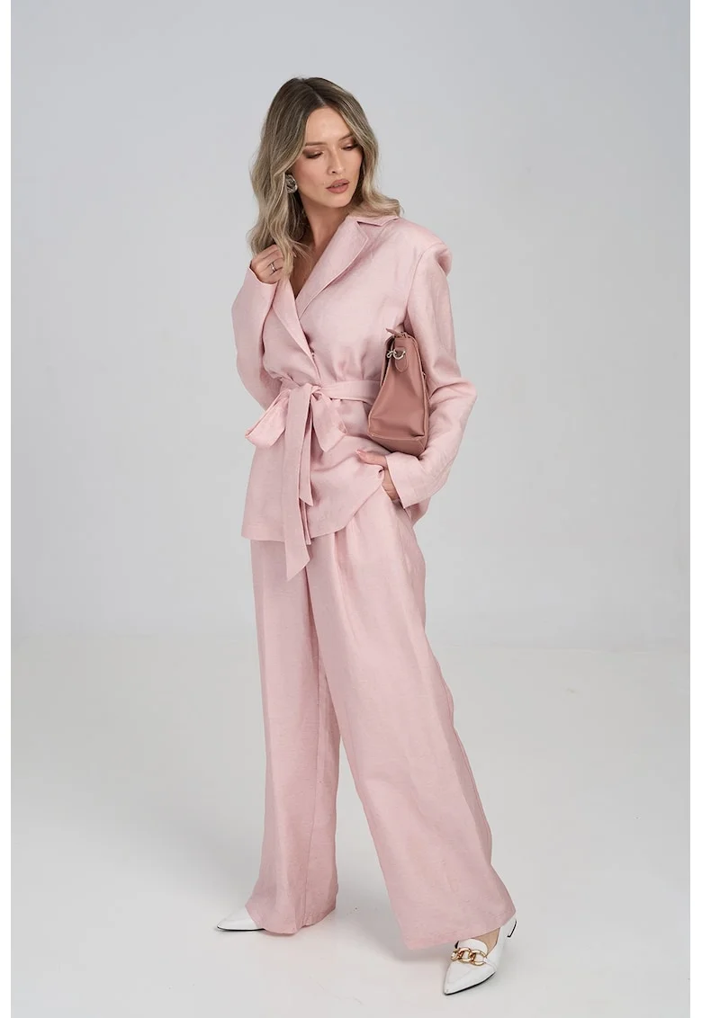 Sacou lejer din amestec de in, Roz pastel