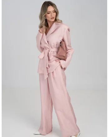 Sacou lejer din amestec de in, Roz pastel