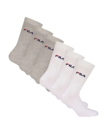 Set de sosete lungi unisex cu imprimeu logo - 6 perechi, Alb/Gri