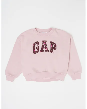 Bluza de trening cu imprimeu logo si decolteu la baza gatului, Roz pal