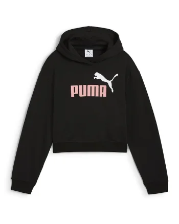 Hanorac crop cu imprimeu logo, Negru/Roz