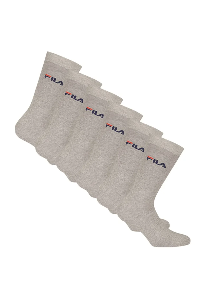 Set de sosete lungi unisex cu imprimeu logo - 6 perechi, Gri