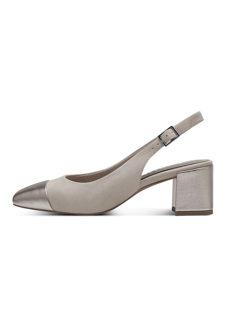 Pantofi de piele intoarsa sintetica si piele ecologica, Gri deschis