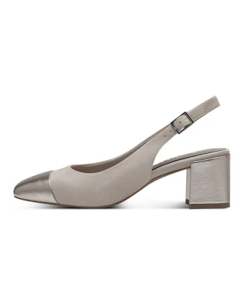 Pantofi de piele intoarsa sintetica si piele ecologica, Gri deschis