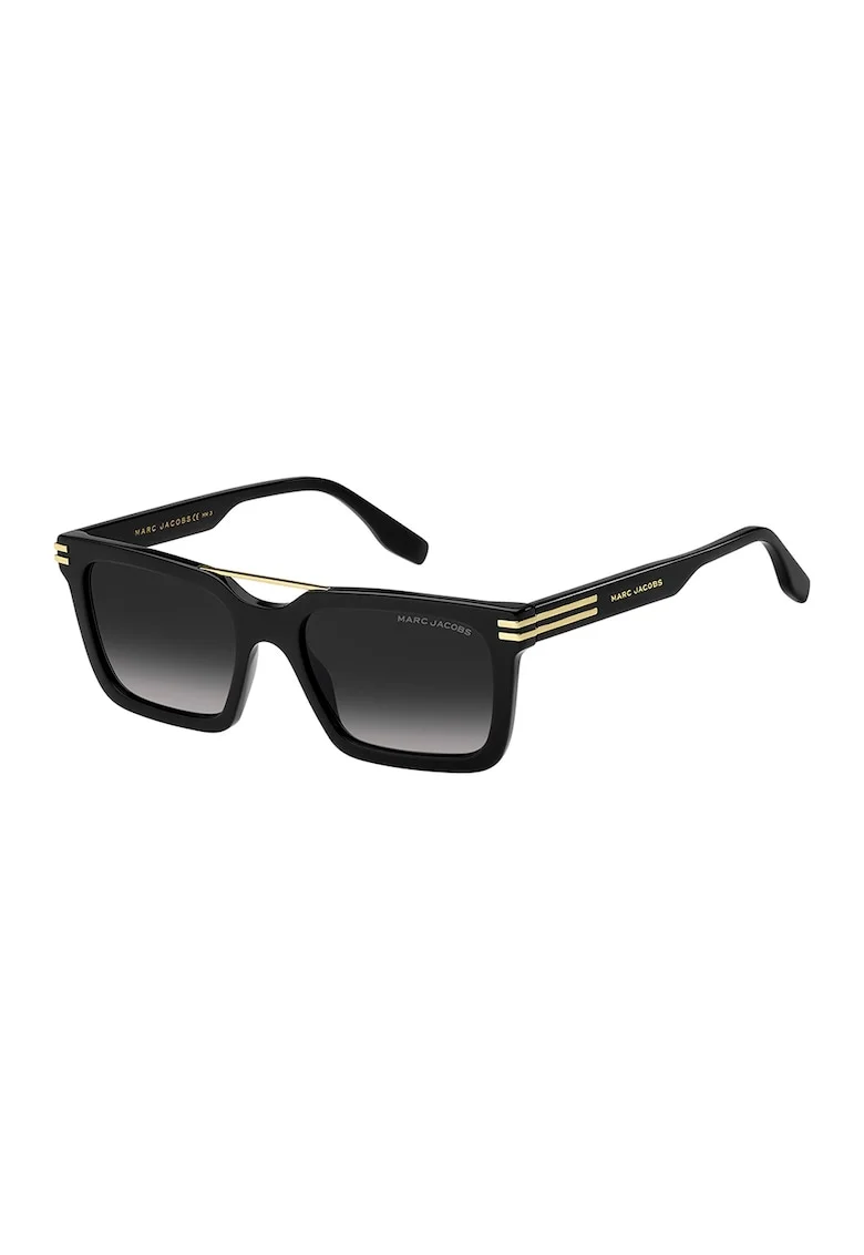 Ochelari de soare cu model dreptunghiular, Auriu/Negru