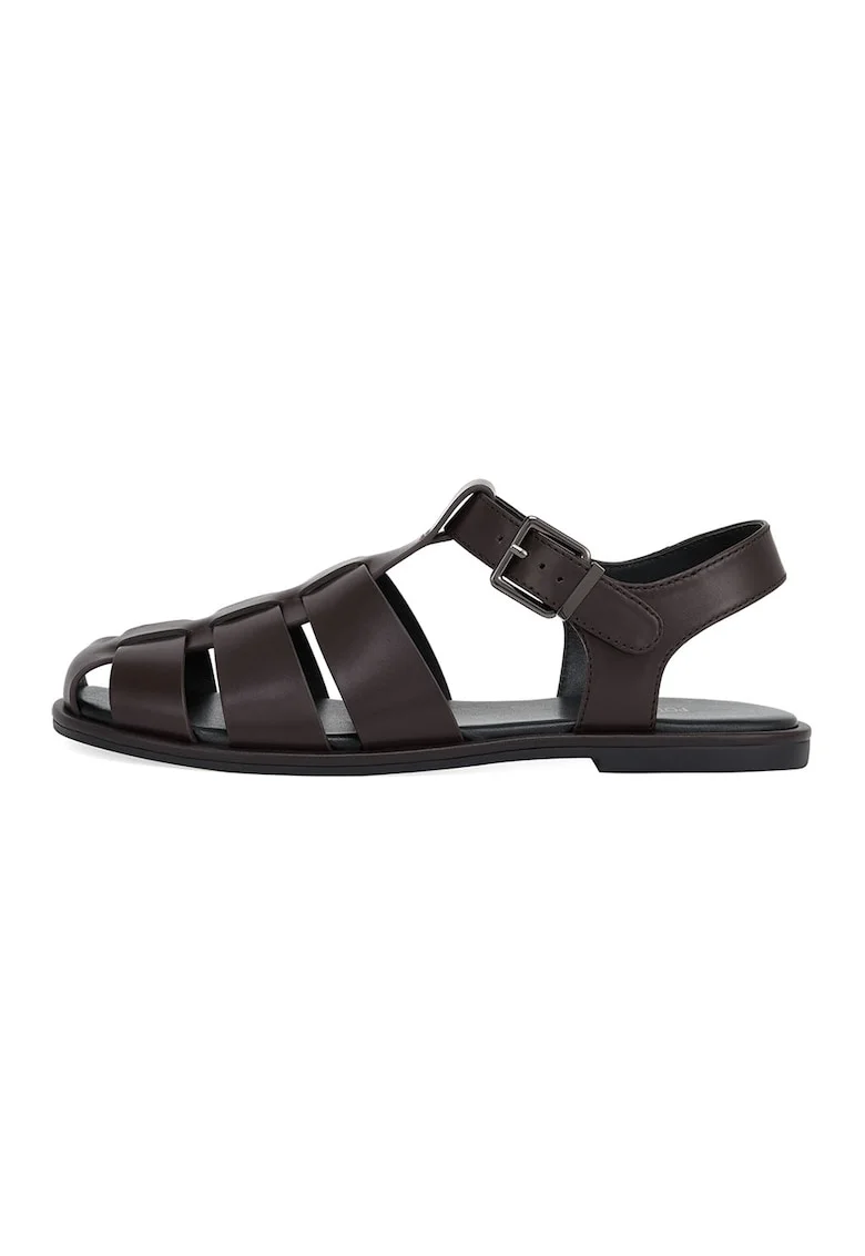 Sandale fisherman din piele, Maro inchis