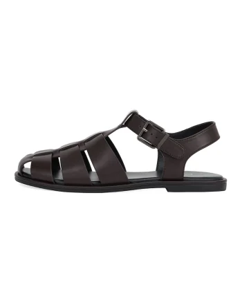 Sandale fisherman din piele, Maro inchis