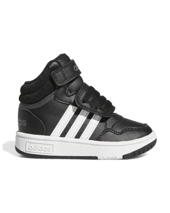 Pantofi sport mid-high cu velcro Hoops, Alb/Negru stins