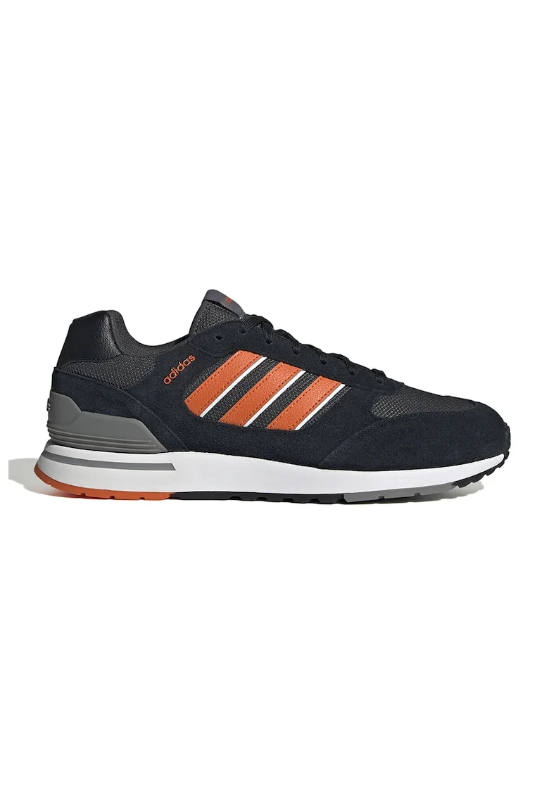 Pantofi sport Run 80s 'cu insertii de piele intoarsa, Negru/Portocaliu