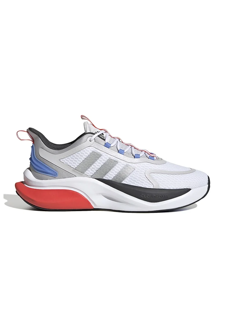 Pantofi sport cu insertii de plasa AlphaBounce+, Alb/Albastru lavanda/Argintiu