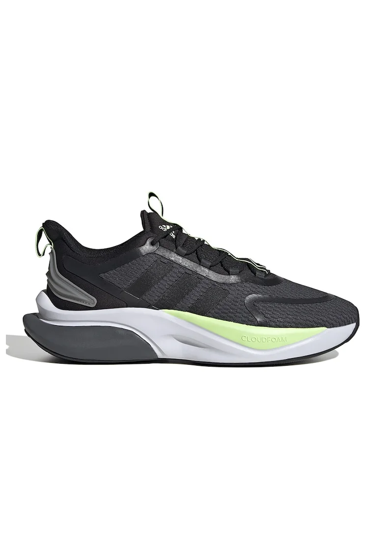 Pantofi sport cu insertii de plasa AlphaBounce+, Negru/Verde lime/Gri antracit