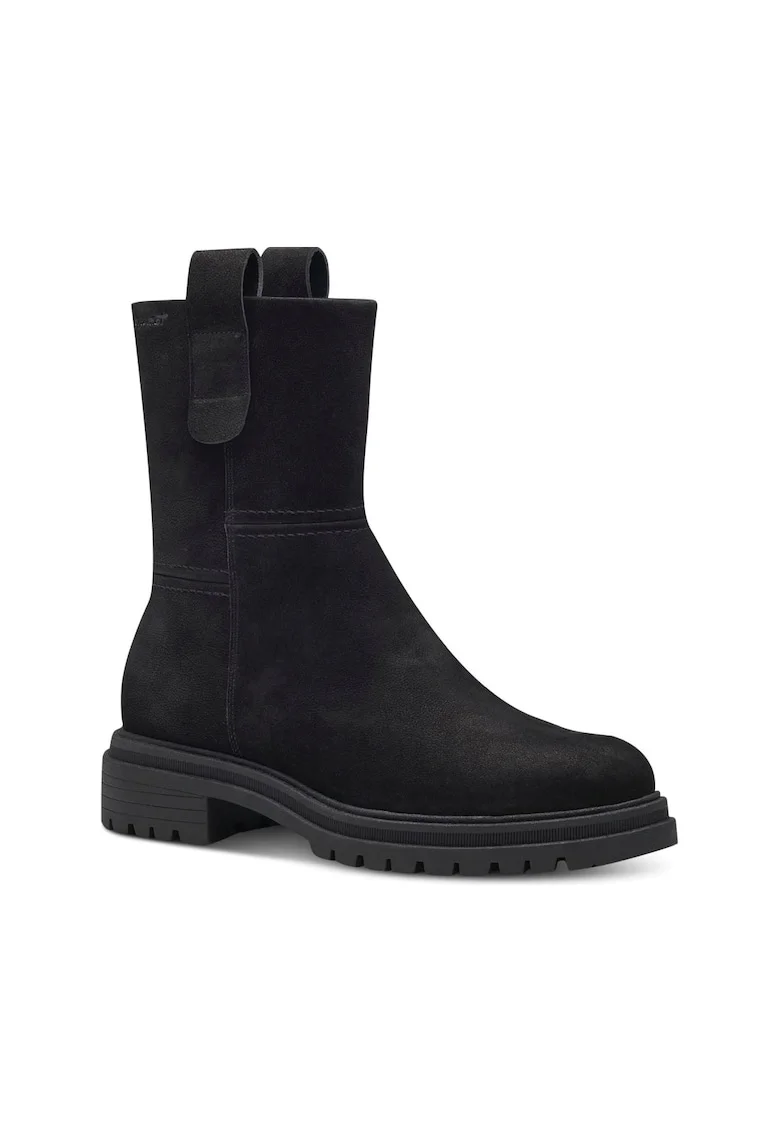 Ghete dama,  Piele/Textil,Negru