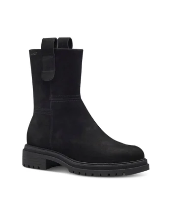 Ghete dama,  Piele/Textil,Negru