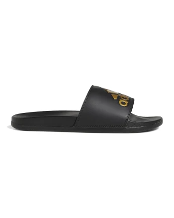 Papuci din piele ecologica cu logo contrastant Adilette Comfort, Auriu/Negru