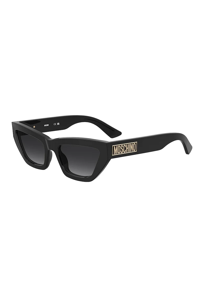 Ochelari de soare cat-eye dreptunghiulari cu lentile in degrade, Auriu/Negru