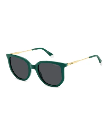 Ochelari de soare cat-eye cu lentile polarizate, Auriu/Verde englez