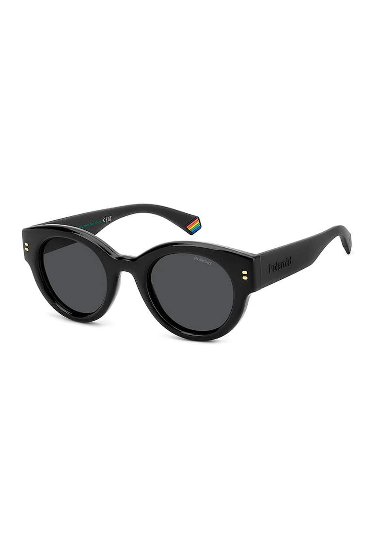 Ochelari de soare rotunzi unisex cu lentile polarizate, Gri inchis