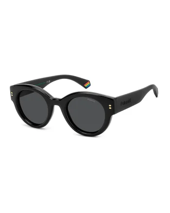 Ochelari de soare rotunzi unisex cu lentile polarizate, Gri inchis