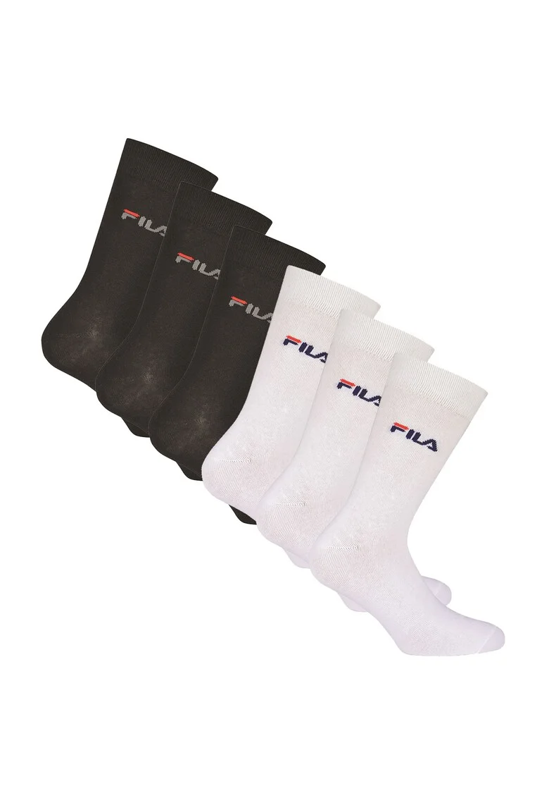 Set de sosete lungi unisex cu imprimeu logo - 6 perechi, Alb/Negru