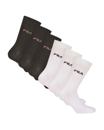 Set de sosete lungi unisex cu imprimeu logo - 6 perechi, Alb/Negru