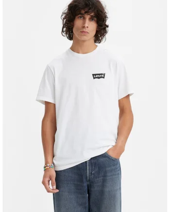 Tricou din bumbac cu decolteu la baza gatului si logo, Alb