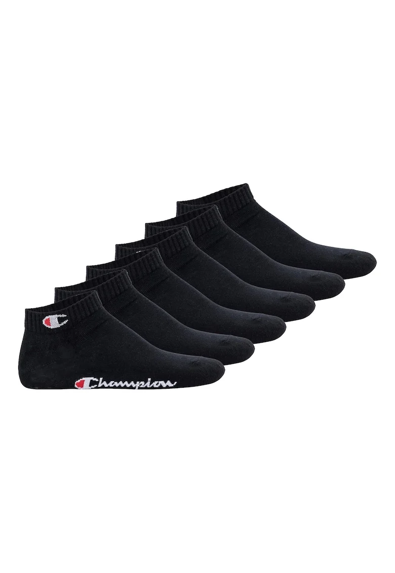 Set de sosete pana la glezna unisex cu logo - 6 perechi, Negru