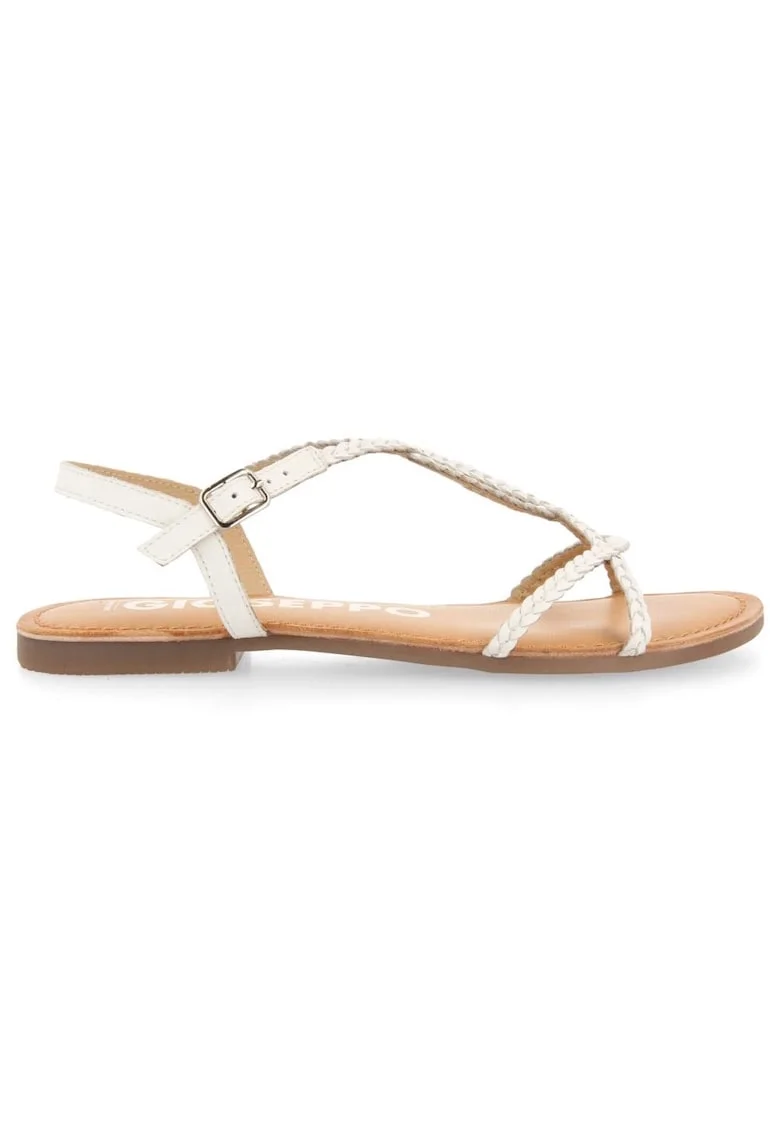 Sandale de piele cu design impletit, Alb