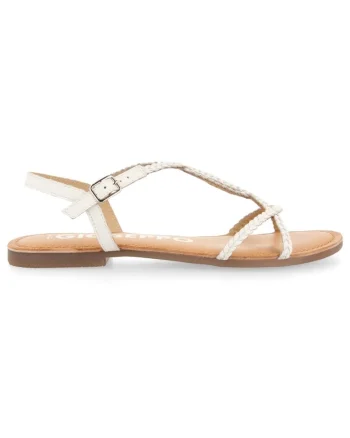 Sandale de piele cu design impletit, Alb