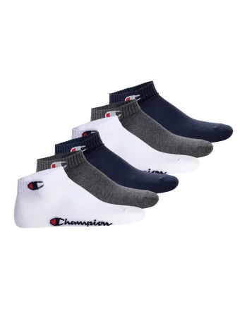 Set de sosete pana la glezna unisex cu logo - 6 perechi, Alb/Gri/Albastru