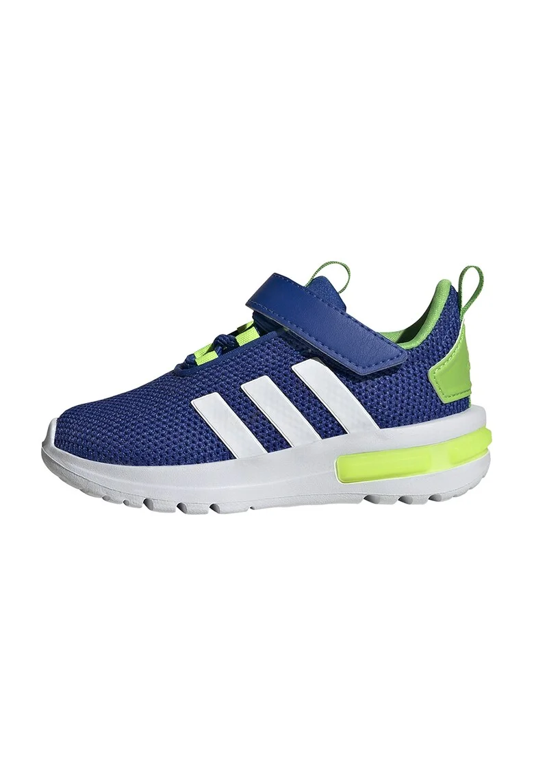 Pantofi sport cu velcro si insertii de piele ecologica Racer TR23, Alb/Albastru inchis