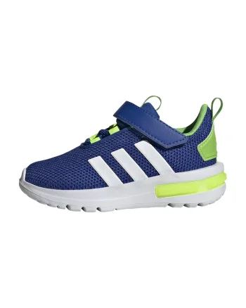 Pantofi sport cu velcro si insertii de piele ecologica Racer TR23, Alb/Albastru inchis