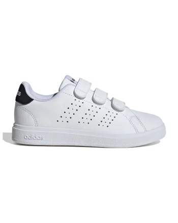 Pantofi sport de piele ecologica cu velcro Advantage Base 2.0, Alb/Negru stins