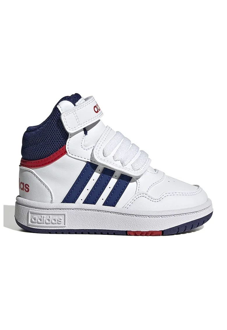 Pantofi sport mid-high cu velcro Hoops, Alb/Bleumarin