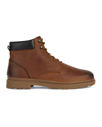 Ghete de piele cu varf rotund, Maro cognac