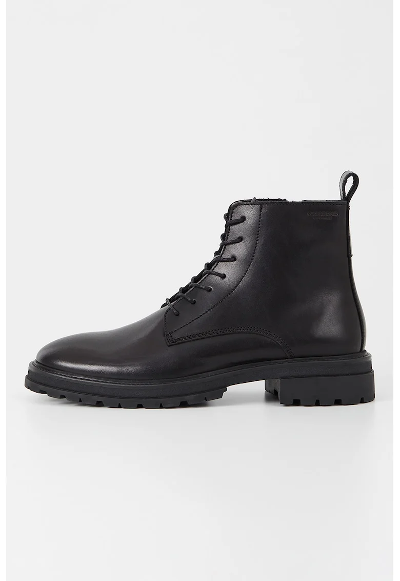 Ghete de piele cu detaliu logo discret, Negru